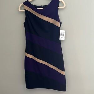 Connected Apparel purple, black & tan shift dress size 6p